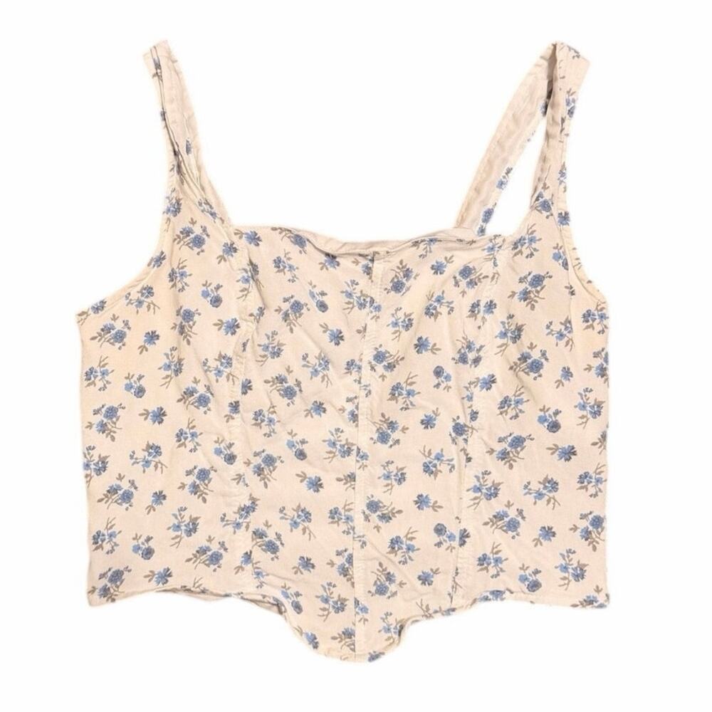 Hollister Blue Floral Corset Tank Top – Medium